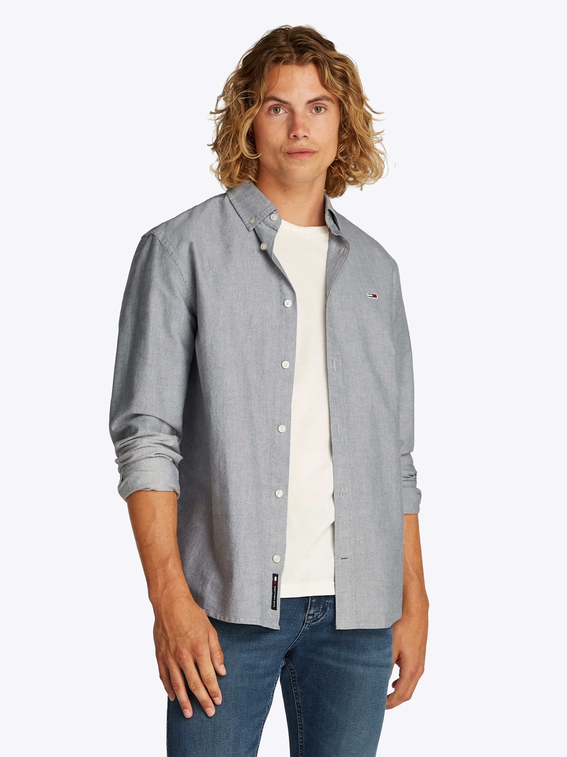 Tommy Jeans Langarmhemd TJM REG OXFORD SHIRT EXT Mit Rundhalsausschnitt günstig online kaufen