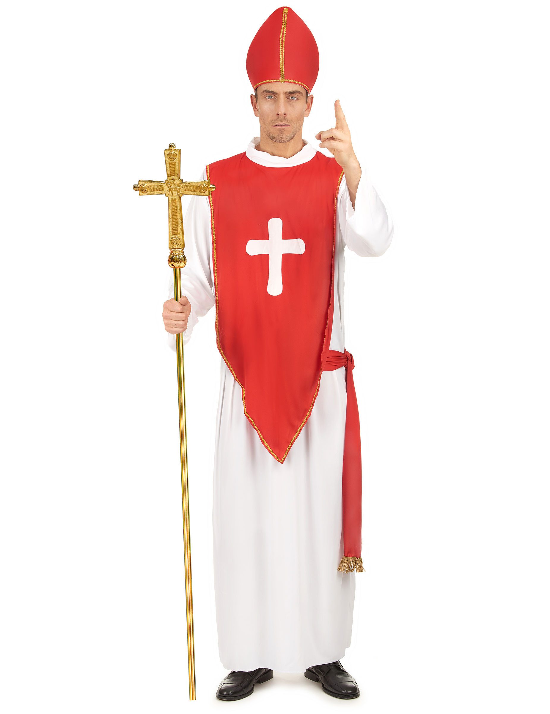 Kostüm Kardinal Herren-Kostüm rot-weiss