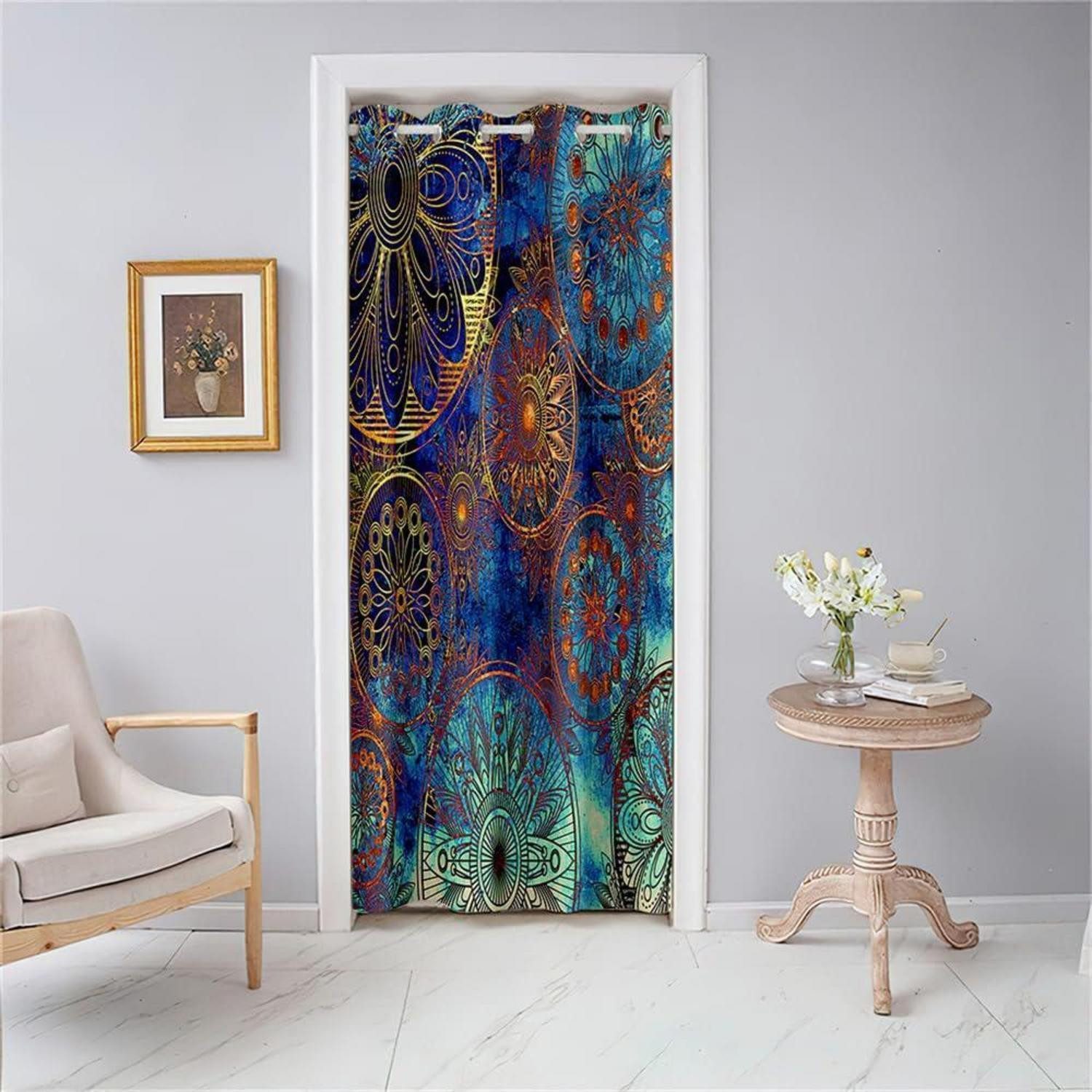 LuxusKollektion Türvorhang Türvorhang Blickdicht Mandala Grün 168x229cm (1 St)