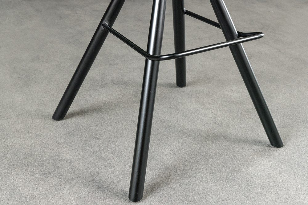 riess-ambiente Barhocker BIG GEORGE beige/schwarz - Samt, drehbar, Metall-Beine, mit Armlehne (Einzelartikel, 1 St), mit Taschenfederkern & Fußablage – ideal fü – Bild 5 von 5