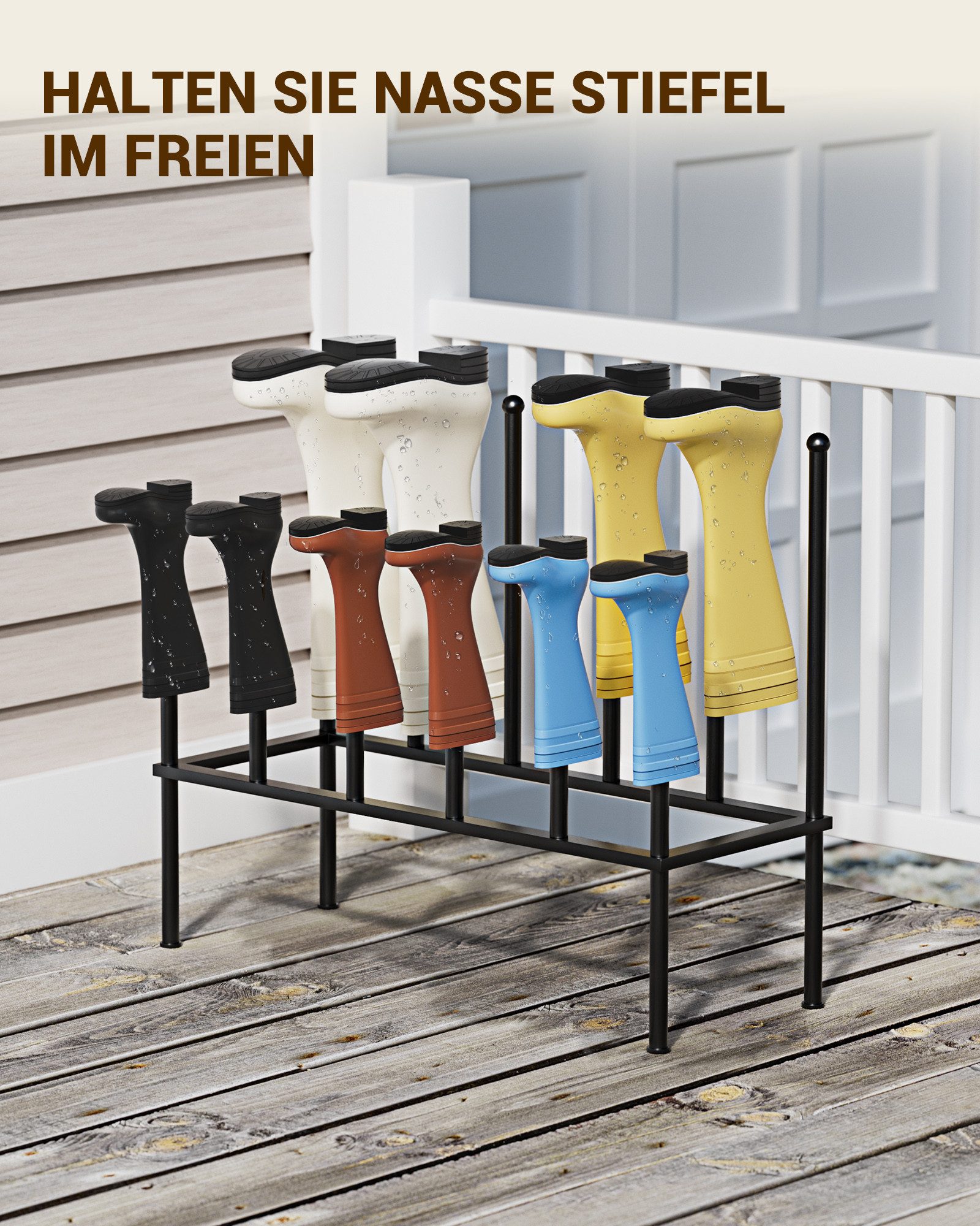 Oak&Tea Schuhregal Schuhablage Metall Schuhständer mit Stiefelhalter 2-in-1 Metall, für 8 Paar Schuhe + 6 Stiefelhalter, flexibel kombinierbar – Bild 3 von 5