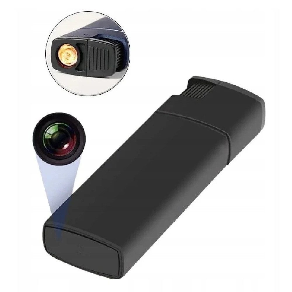 SpionProfi Überwachungskamera 32GB Mini Kamera FULL HD Usb Feuerzeug Video Ton Aufnahme Überwachung (Innenbereich, Außenbereich, 1-tlg., 32GB Feuerzeug versteckte Kamera Spycam Spion Haus Mini Cam)