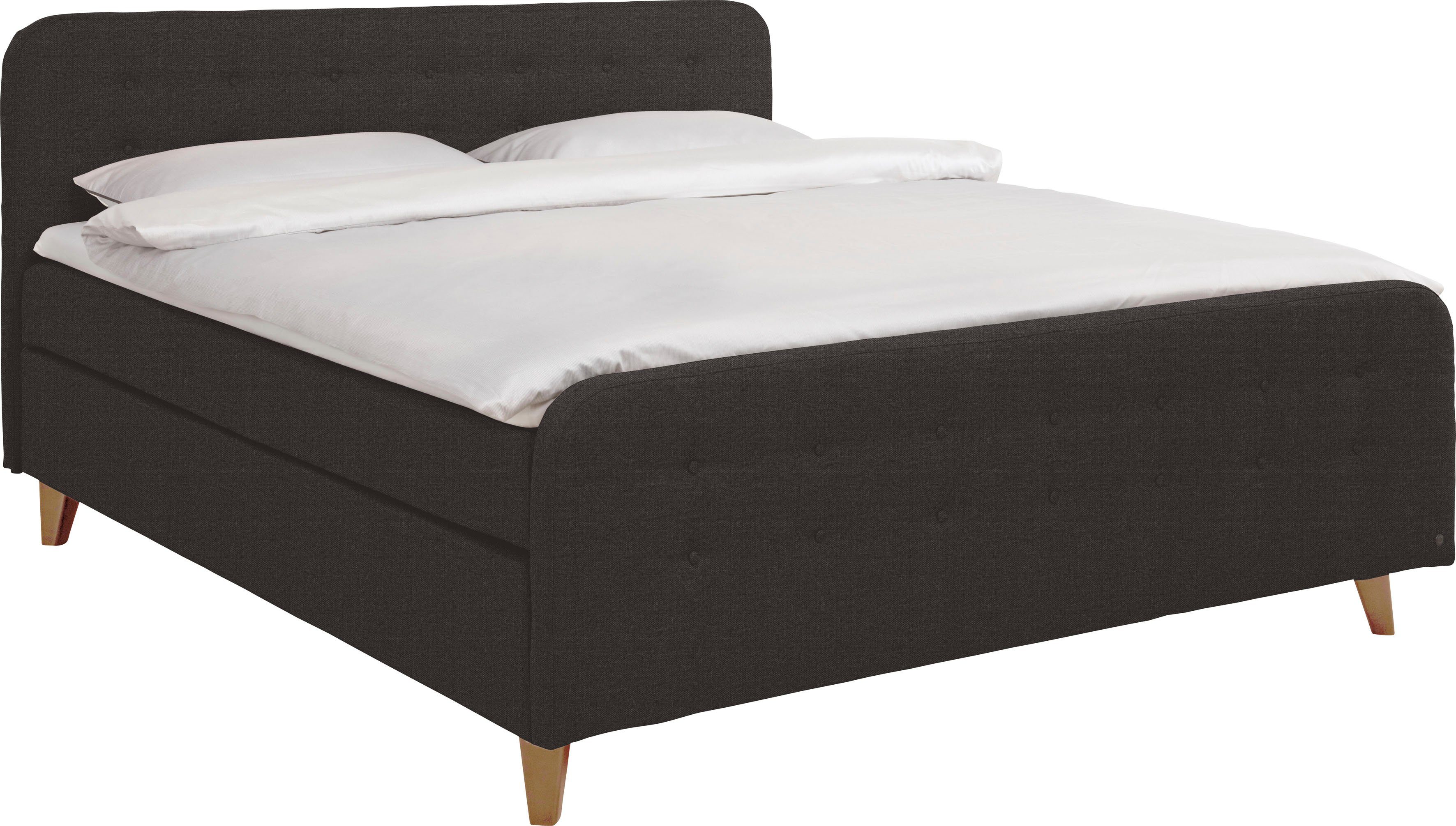 TOM TAILOR HOME Boxspringbett NORDIC BOX, mit Knopfheftung im Kopfteil und Fußteil, Füße in Buche natur. € 2.101,00