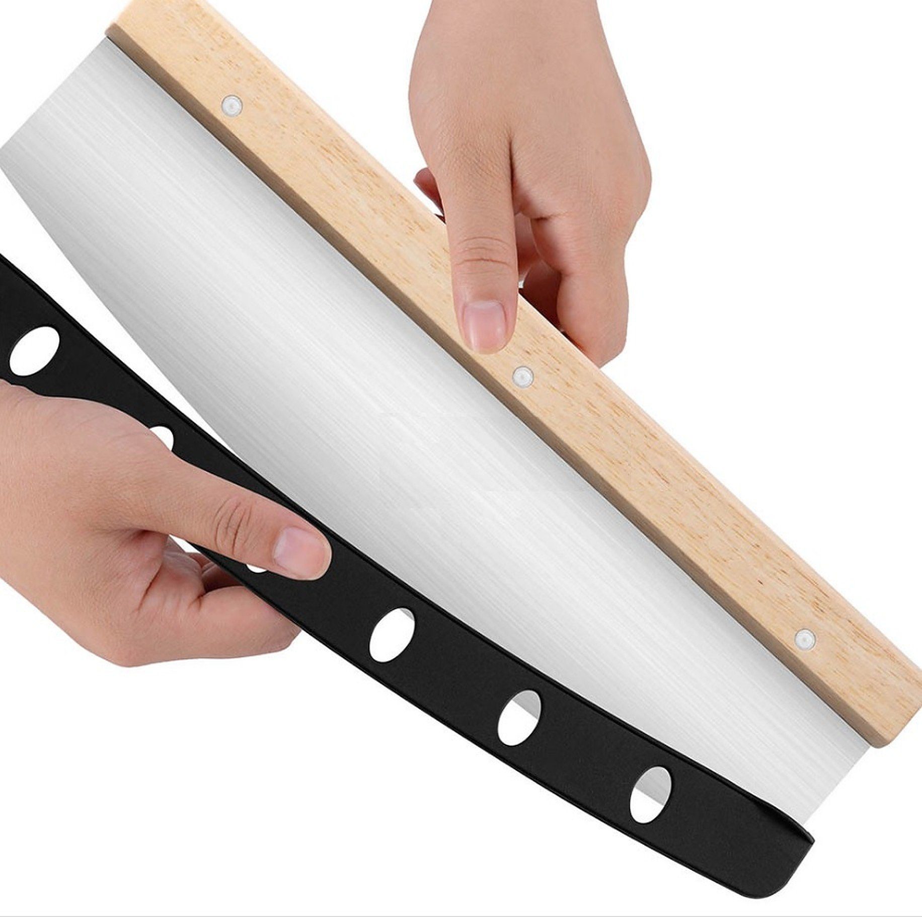 BAYLI Pizzaschneider Pizzaschneider Wiegemesser mit Klingenschutz, Pizza Cutter aus Edelst