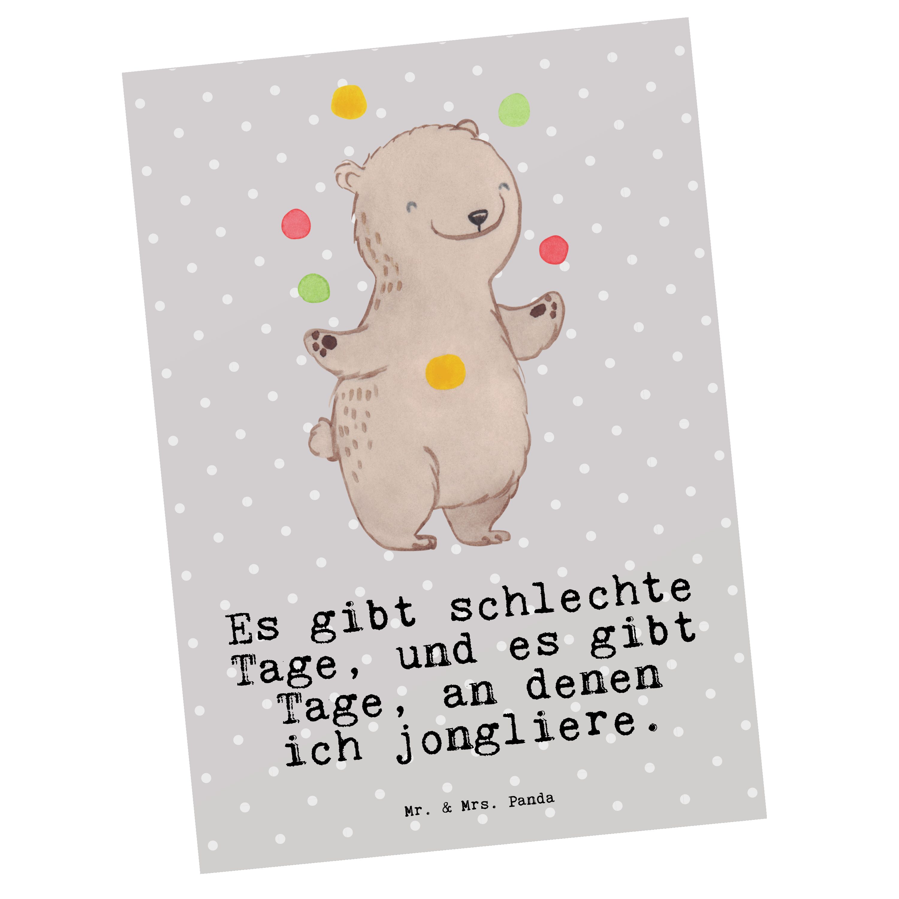 Bär - Grau - Pastell Mrs. Artistik, Panda & Tage Jonglieren Postkarte Ge Mr. Jongleur, Geschenk,