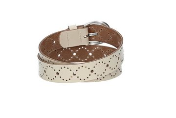 kiddybelts Ledergürtel Kids 25mm in Beige mit Lochmuster und Schließe Silber (KB17-120) sehr weiches Vollrindleder