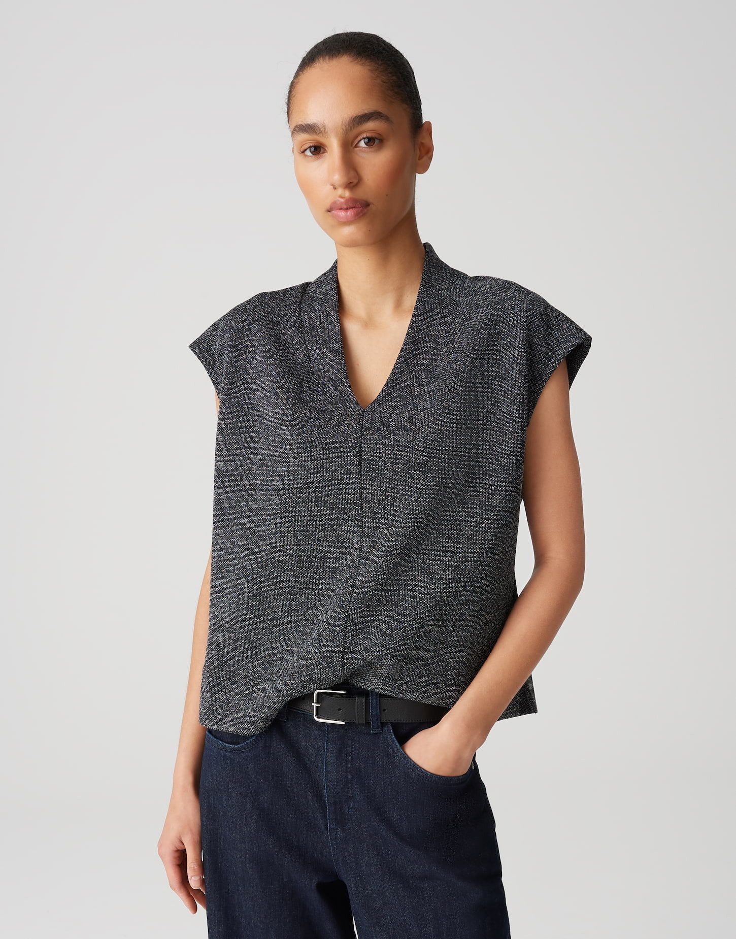 OPUS Sweatshirt GAPLA in Tweed Optik leicht elastischer Stoff, Schlitze in günstig online kaufen