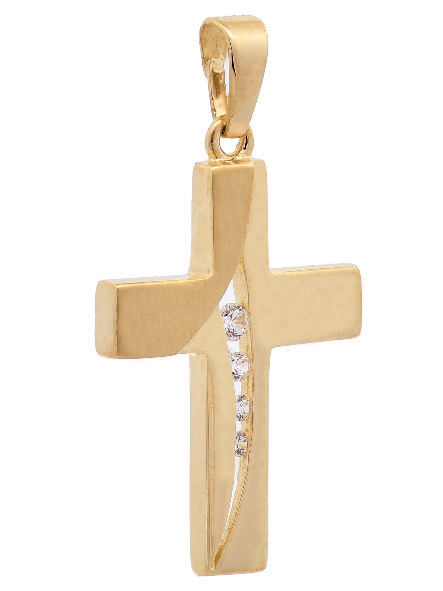 HOPLO Kettenanhänger Kettenanhänger Gold Anhänger Kreuz Zirkonia massiv 333 - 8 Karat Gold, Made in Germany