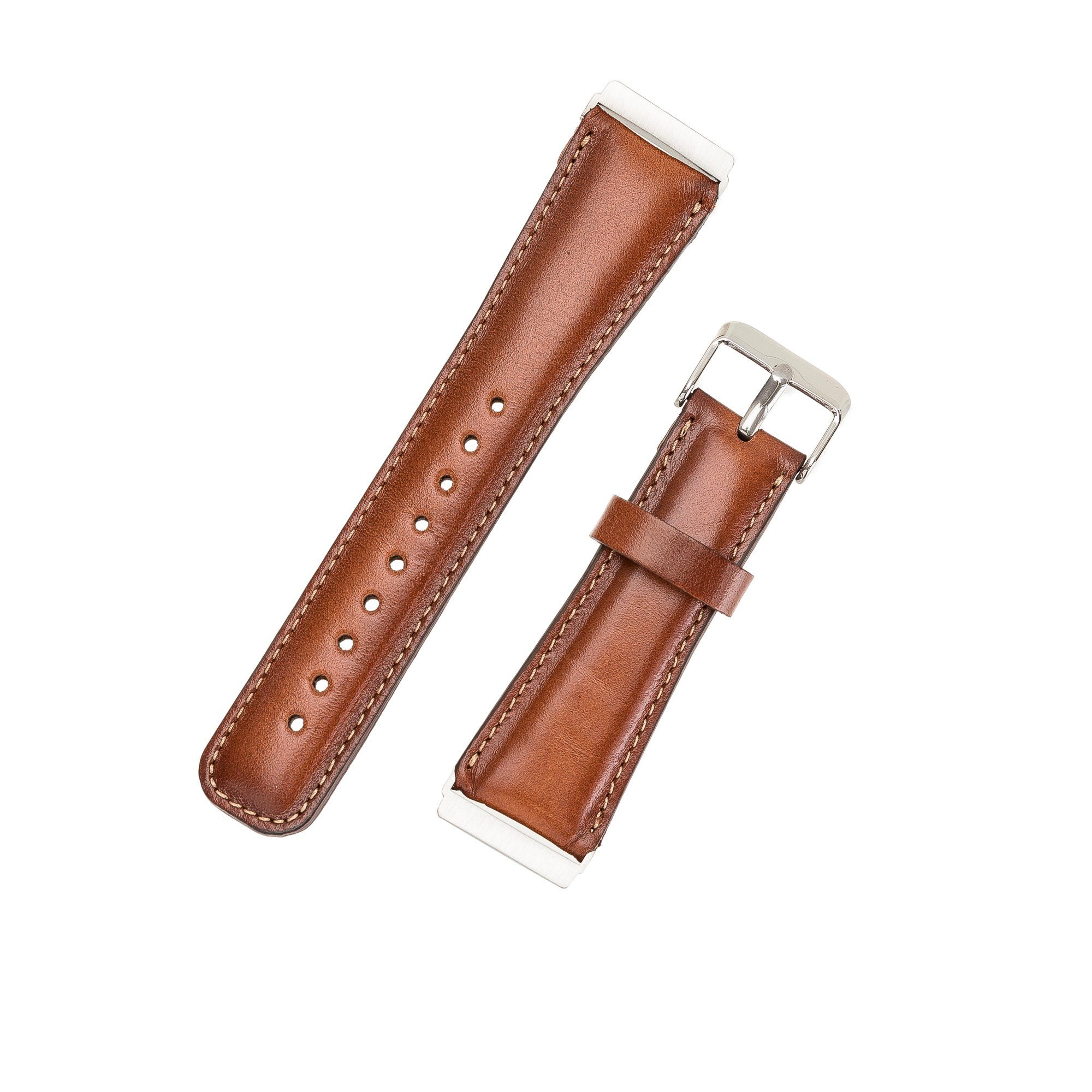 Leather / 4 3 Versa Renna Fitbit Leder Smartwatch-Armband Sense Echtes Ersatzarmband & / Armband Braun 2