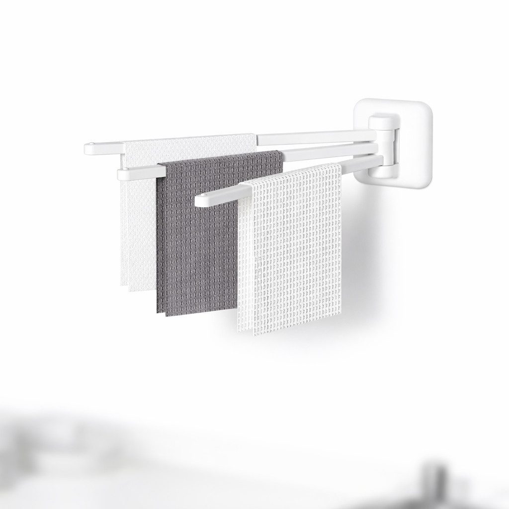 Creliv Handtuchhalter drehbar ohne Bohren – selbstklebend, platzsparend, für Bad & Küche, 180-Grad-Drehdesign