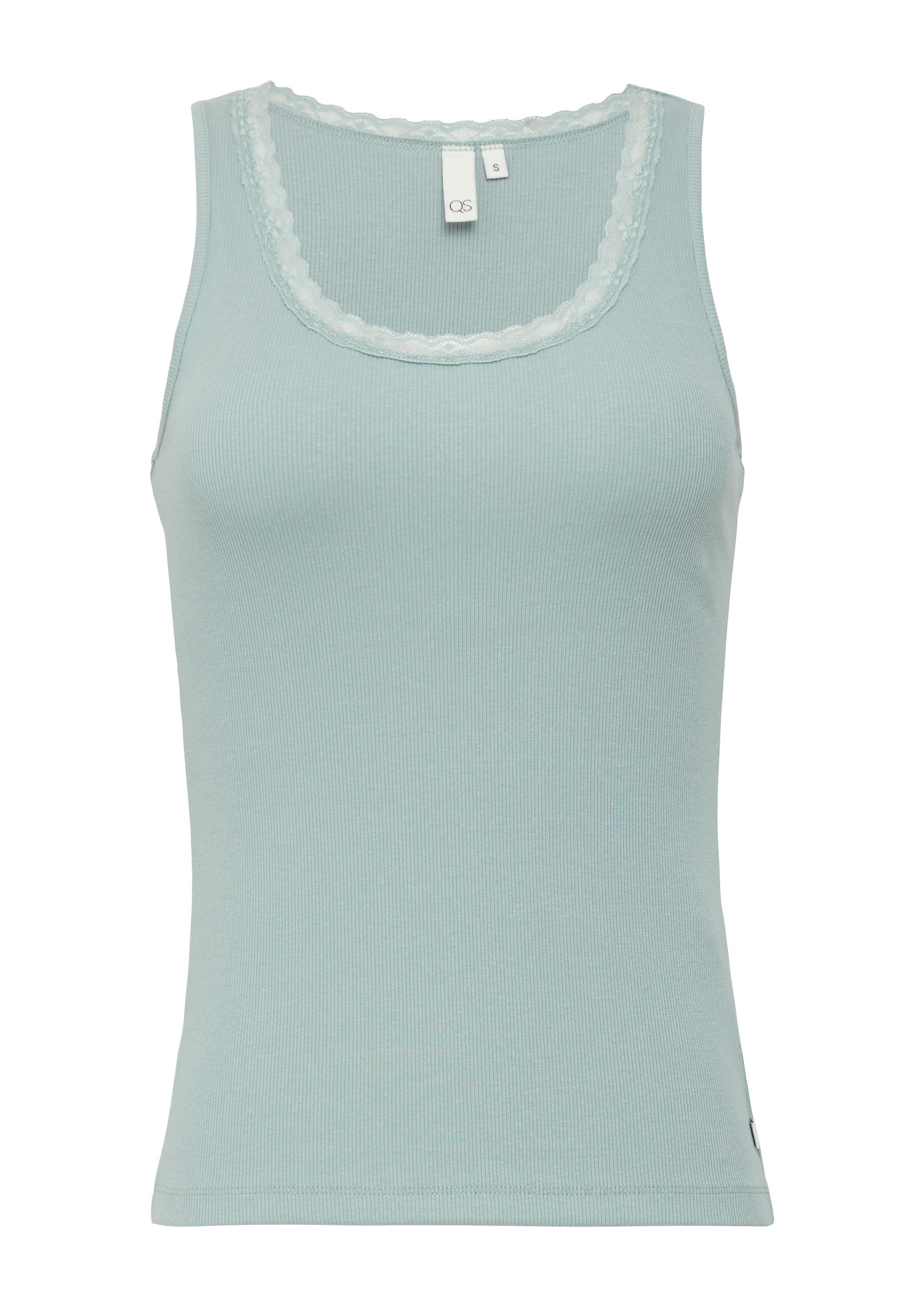 QS Muskelshirt T-Shirt Ripptop mit Spitze am Ausschitt günstig online kaufen