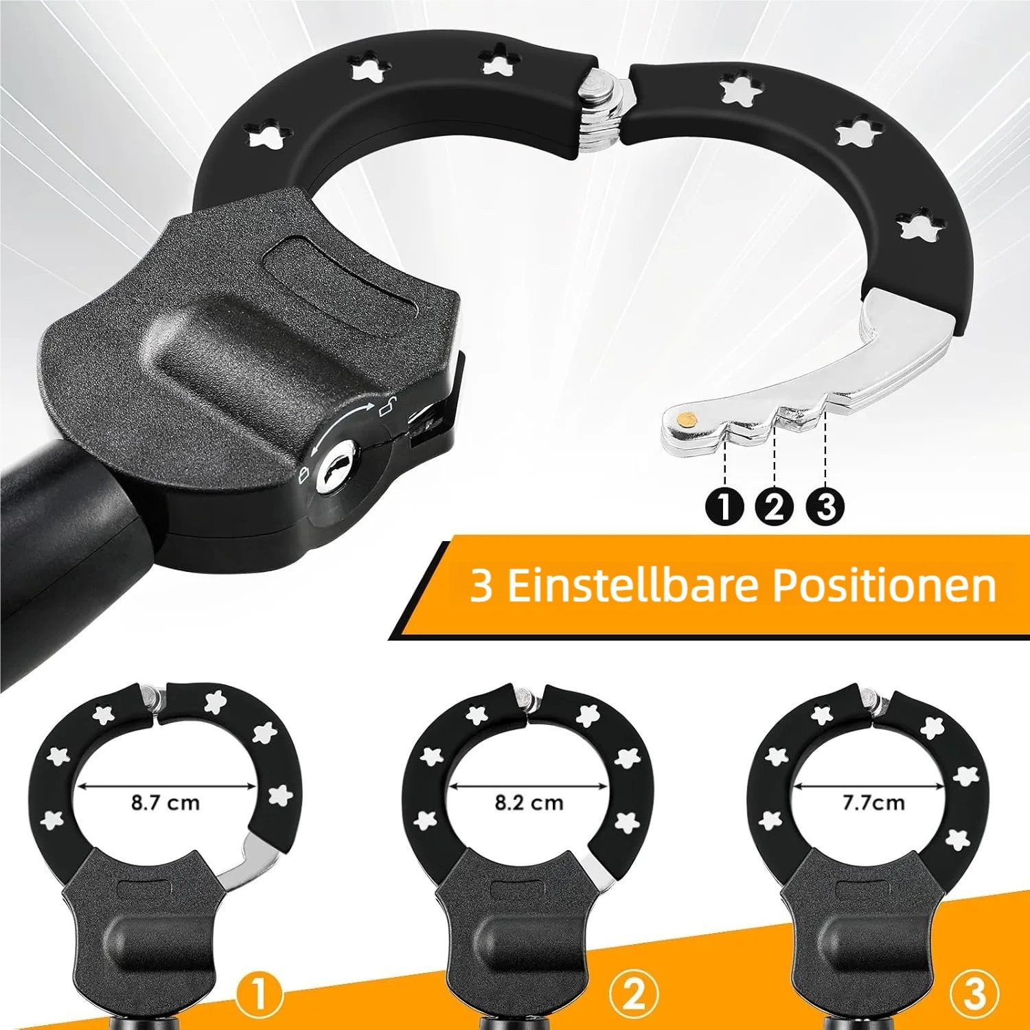 TLGREEN Kettenschloss E Scooter Schloss 6mm, Handschellenschloss (Hochsicherheits-Schlösser, 93cm, Fahrrad Schloss Diebstahlsicher), für E Scooter/Fahrräder/E-Bike/Motorrad/Kinderwagen