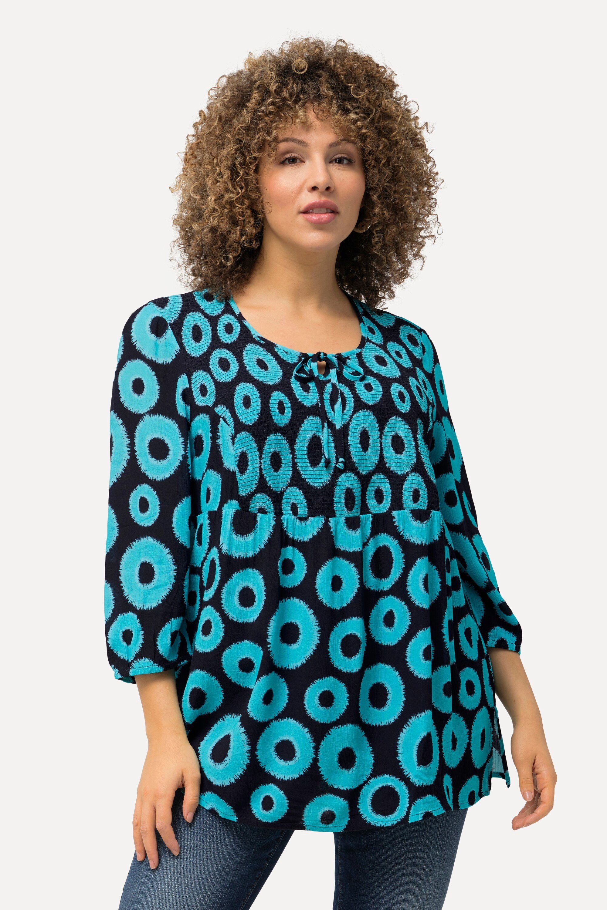 Ulla Popken Druckbluse Smokbluse Kreise A-Linie günstig online kaufen