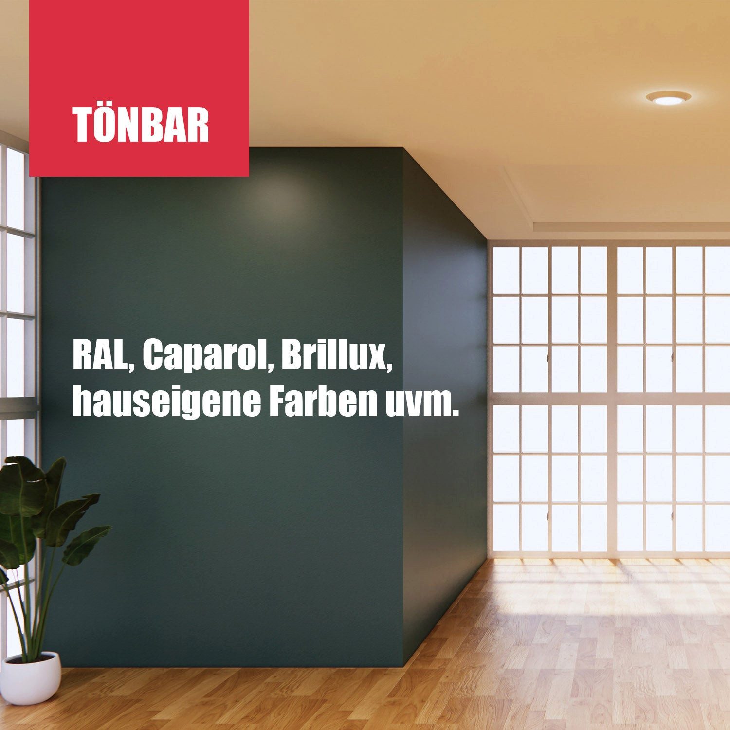 DICHTON Feuchtraumfarbe D.42W Bad & Küchenfarbe matt weiß oder tönbar, mattglanz weiß, Wandfarbe abwaschbar Innenfarbe