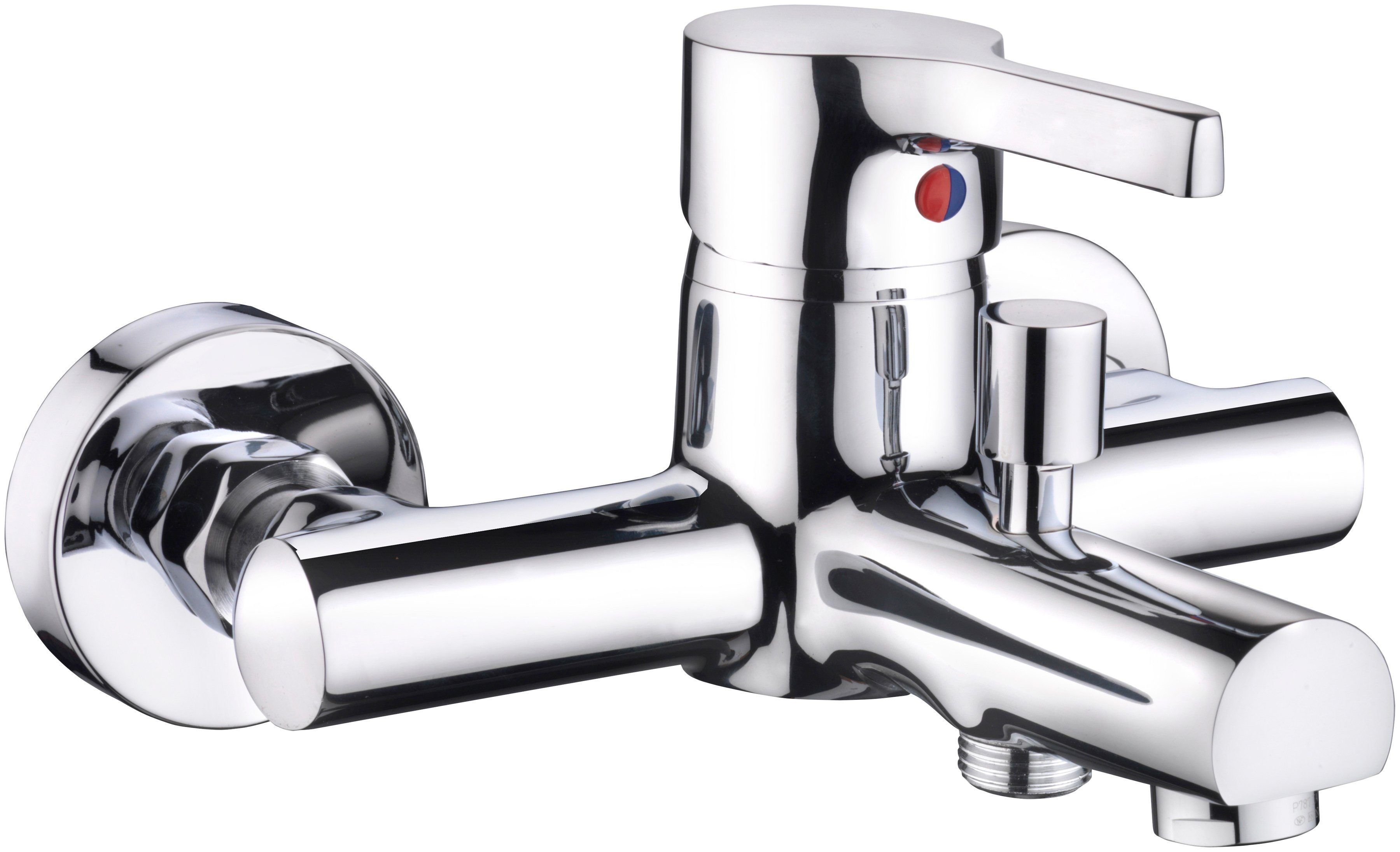 CORNAT Badarmatur "Skagen" Hochwertiger Messingkörper -verchromt - 1/2 Zoll Brauseabgang Temperaturbegrenzer & ECO-Funktion / Einhebelmischer zur Wandmontage