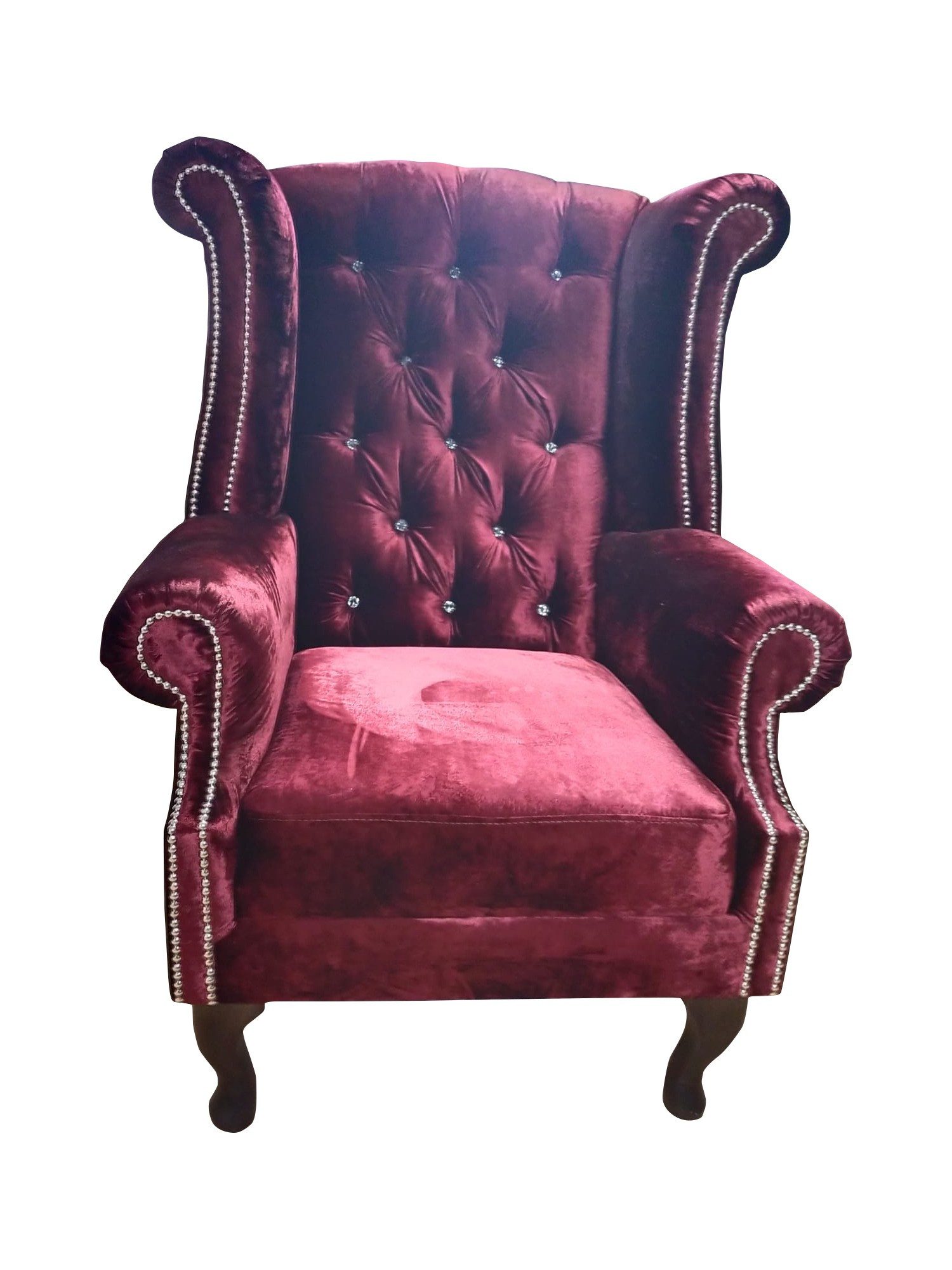 Xlmoebel Ohrensessel Chesterfield Sessel Samt Rot 1-Sitzer Modern Couch (1-St), Made in Europa
