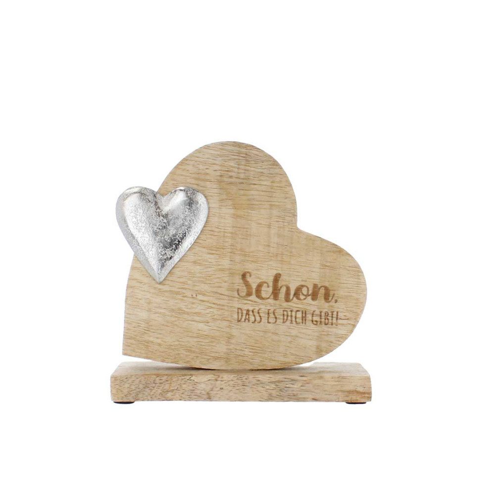 MICA Dekofigur Standdeko - Herzen - Schön, dass es dich gibt - silber/braun günstig online kaufen