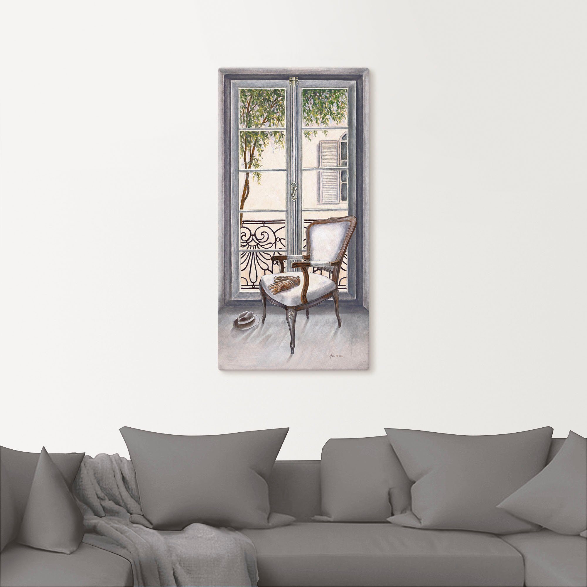 Artland Wandbild Sessel vor einem Fenster, Innenarchitektur (1 St), als Alubild, Leinwandbild in verschied. Größen