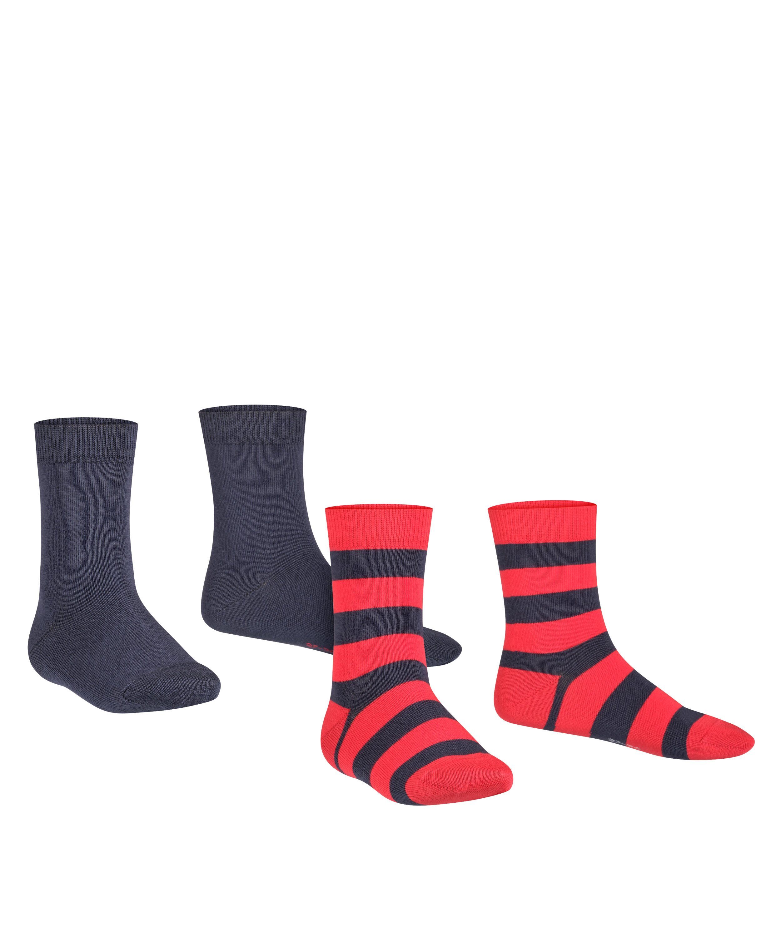 (6120) (2-Paar) FALKE Stripe Happy 2-Pack Socken marine