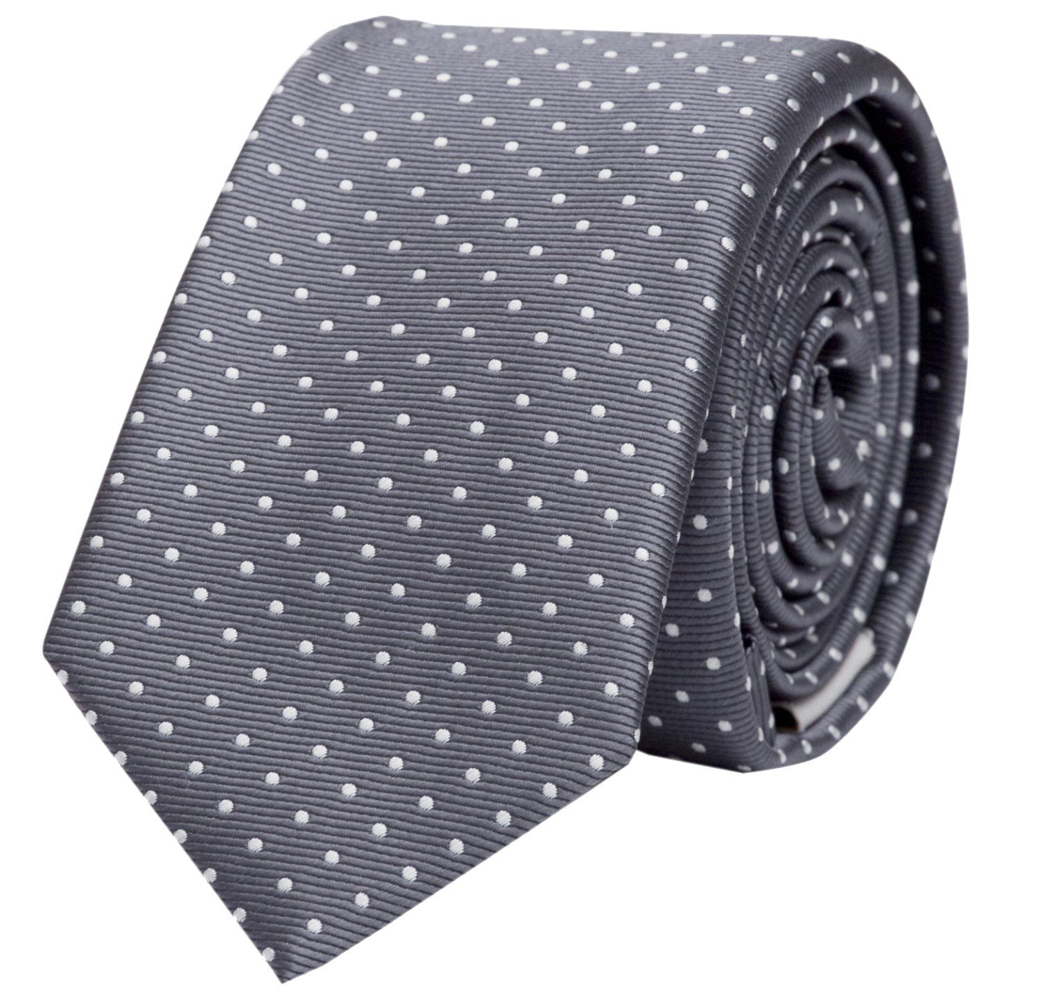 Fabio Farini Krawatte verschiedene Herren Schlips - Krawatten mit Punkten in 6cm Breite (ohne Box, Gepunktet) Schmal (6cm), Grau (Weiß)