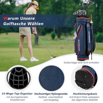 COSTWAY Golftrolley + Golfbag, 1-tlg., mit 8 Taschen & Getränkekühltasche