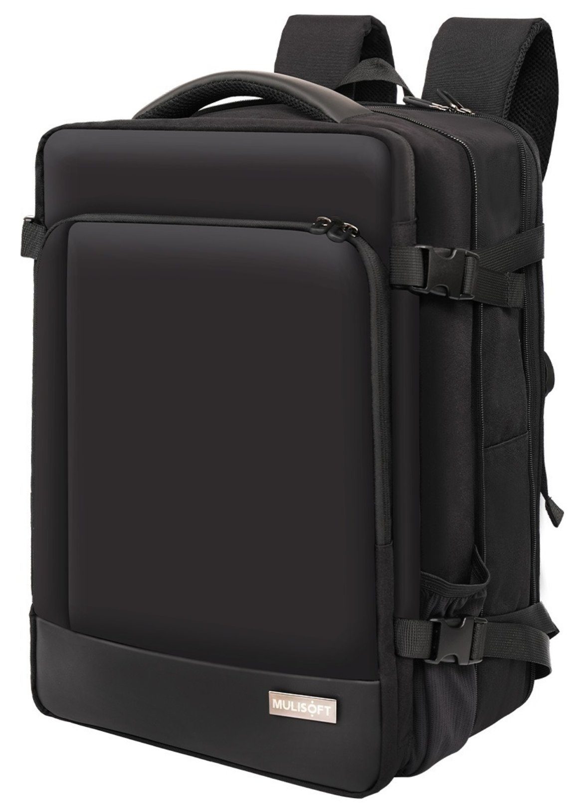 Reiserucksack und mit Laptoprucksack zoll Laptop,Schwarz, Freizeitrucksack für Laptopfach 46x32x28cm MULISOFT USB-Ladeanschluss 17 Erweiterbarer