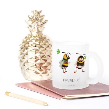 Mr. & Mrs. Panda Teeglas Bienen Paar - Transparent - Geschenk, Liebesgeschenk, Teeglas, Schild, Premium Glas, Liebevolles Design