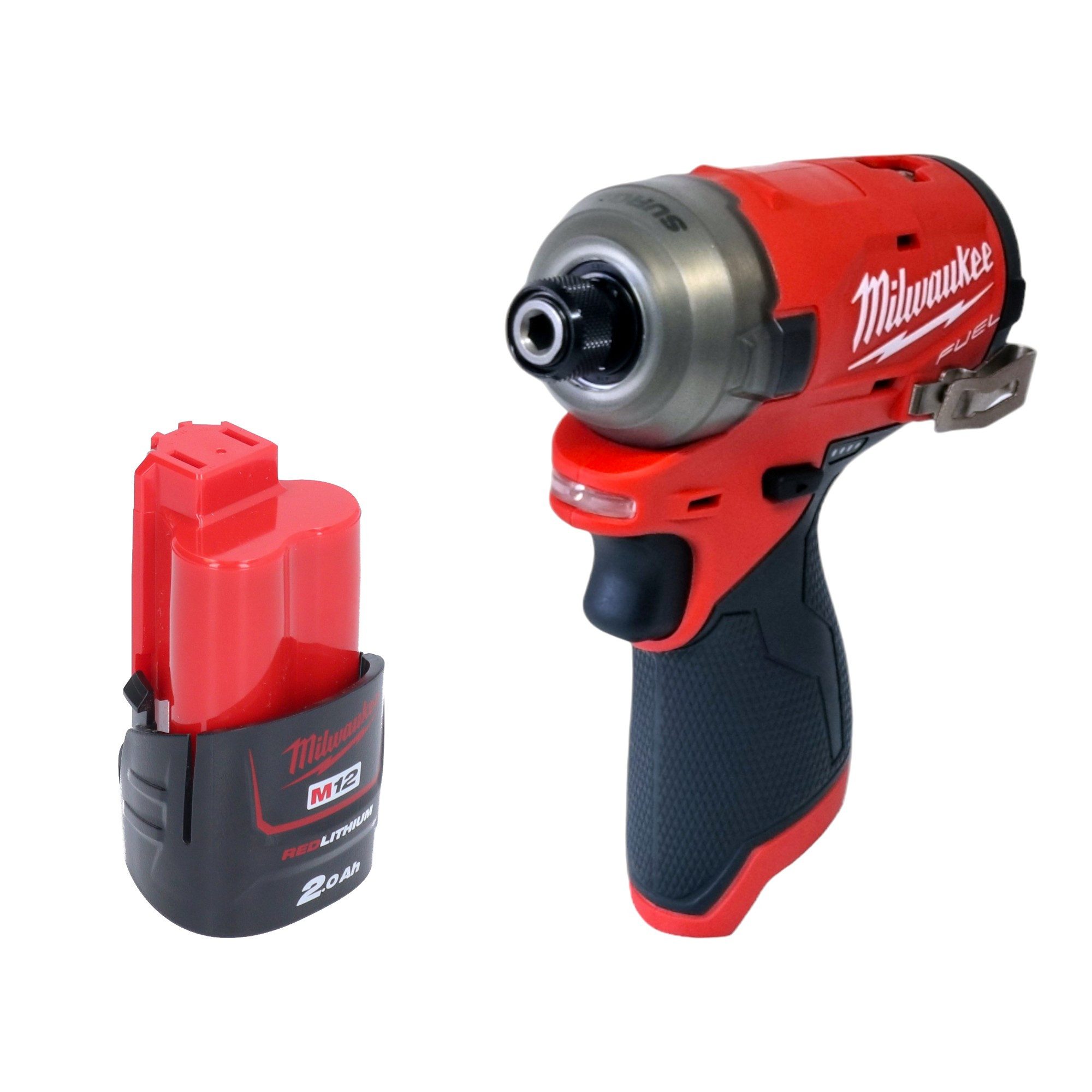 Milwaukee Akku-Schlagschrauber M12 FQID-201 12 V 50 Nm 1/4" Brushless + 1x Akku 2,0 Ah - ohne Lader