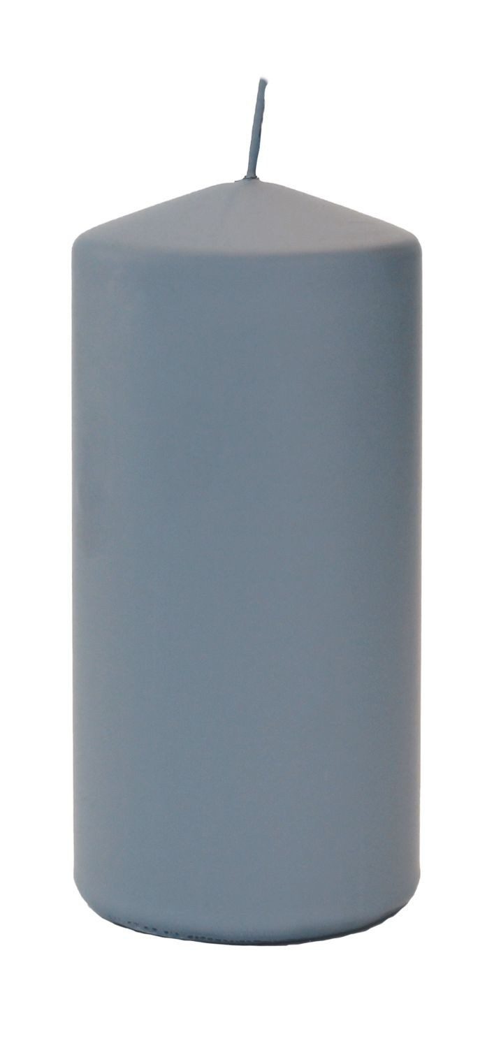 INNA-Glas Stumpenkerze LYCANTHIA, Frosted Pastel, grau, 15cm, Ø7cm, 63h