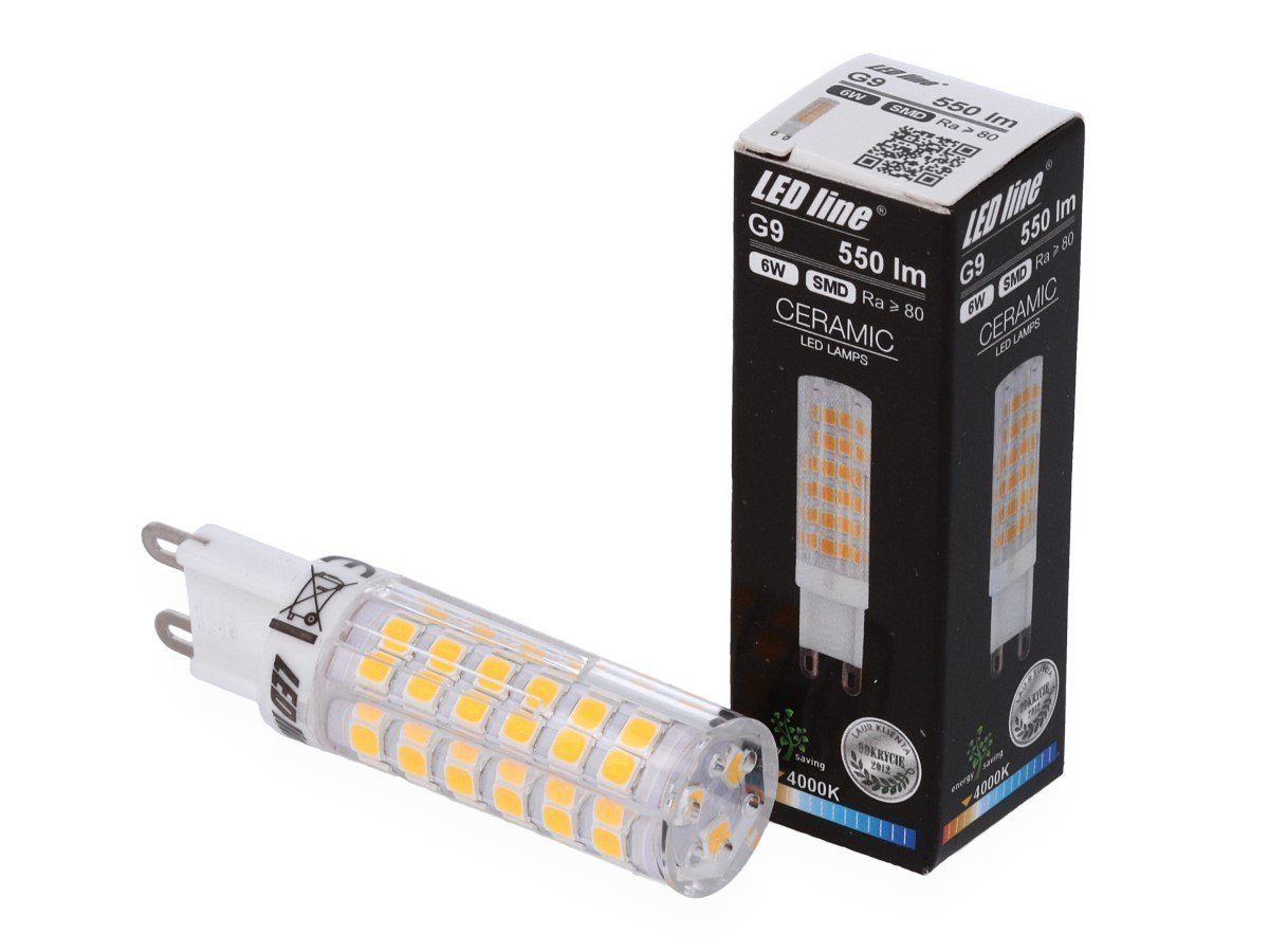 LED-Line Stiftsockel, Leuchtmittel 550 LED-Leuchtmittel St. Neutralweiß LED 2 6W G9 Lumen