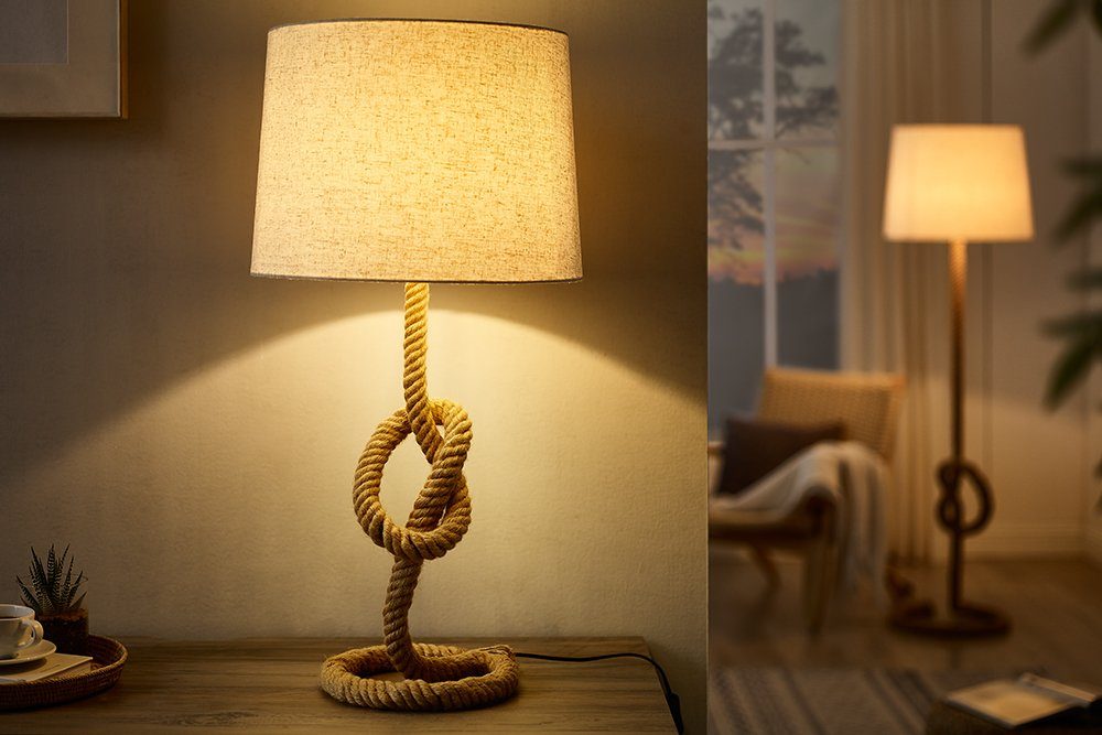 riess-ambiente Stehlampe SEVEN SEAS 80cm handmade Deko Leinen-Stoff · / Wohnzimmer · beige Leuchtmittel, Tau · · · · maritim Seil ohne natur