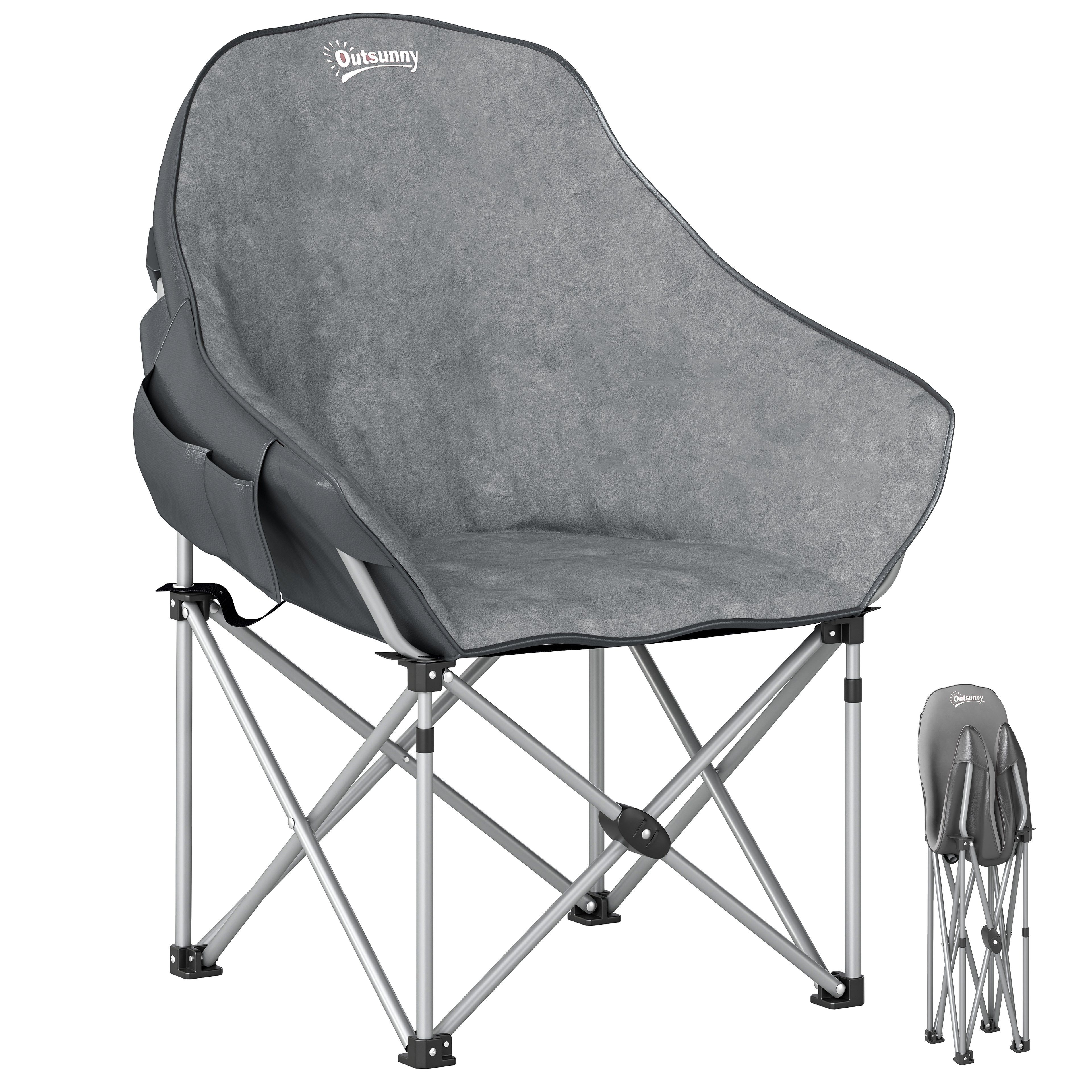 Outsunny Campingstuhl mit Seitentasche, Tragetasche, gepolstert günstig online kaufen