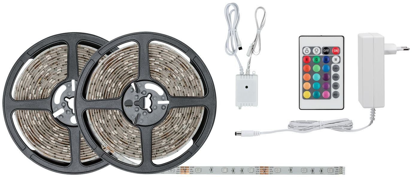 Paulmann LED Stripe SimpLED 10m RGB bunt dimmbar Set beschichtet 28W, 1-flammig, mit Fernbedienung, Memoryfunktion