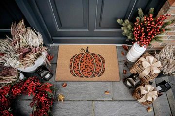 Fußmatte Kokos Leo Pumpkin, HANSE Home, rechteckig, Höhe: 15 mm, Kokos, Schmutzfangmatte, Outdoor, Rutschfest, Innen, Kokosmatte, Flur