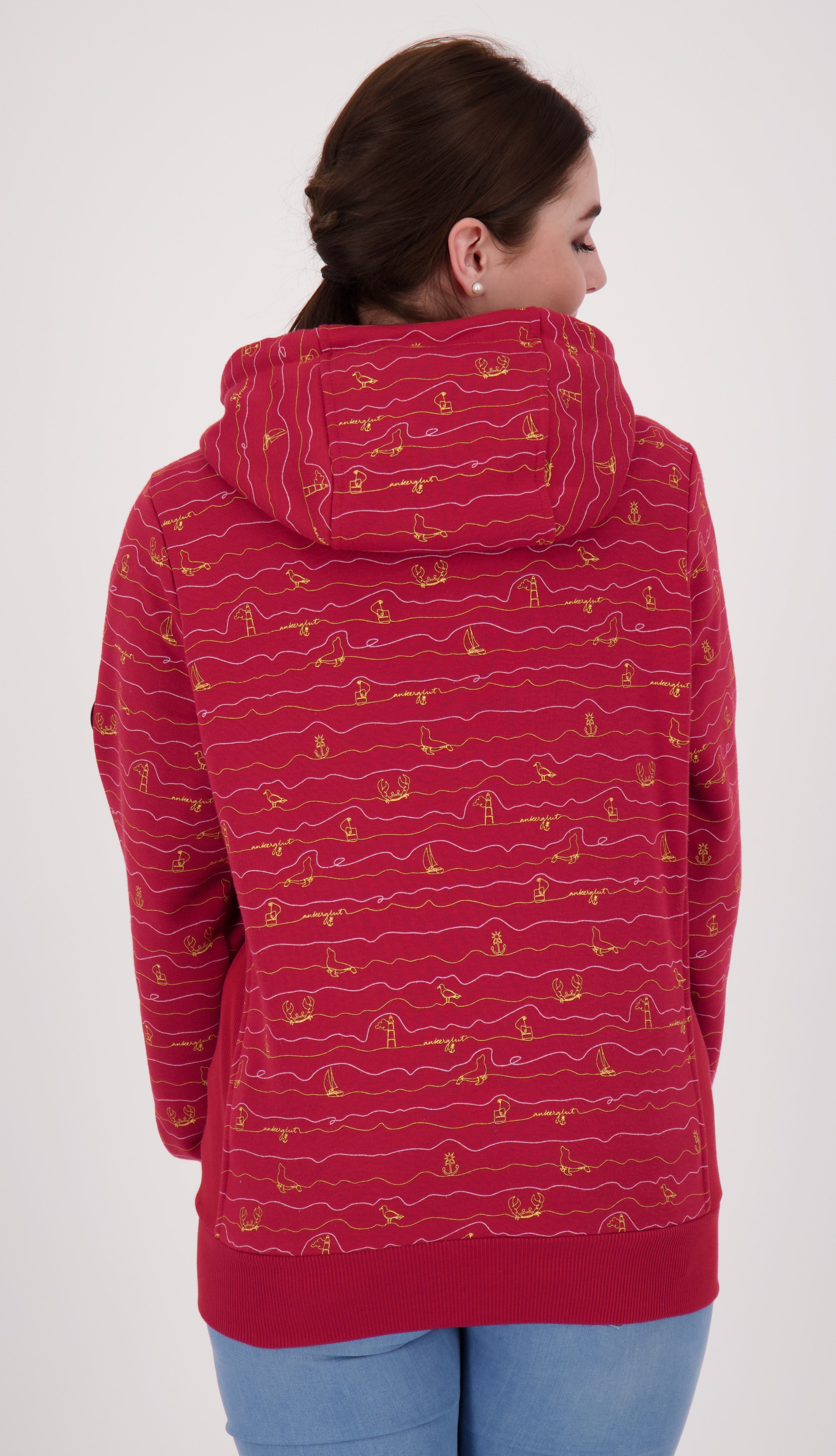 DEPROC Active Women erhältlich Kapuzensweatjacke Großen auch #ankerglutwelle Größen dark red in CS NEW
