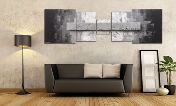 WandbilderXXL XXL-Wandbild Silver Whispering 230 x 70 cm, Abstraktes Gemälde, handgemaltes Unikat