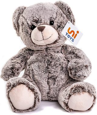 Uni-Toys Kuscheltier Teddybär - superweich - hellbraun / dunkelbraun - 24 cm - Plüsch-Teddy, zu 100 % recyceltes Füllmaterial