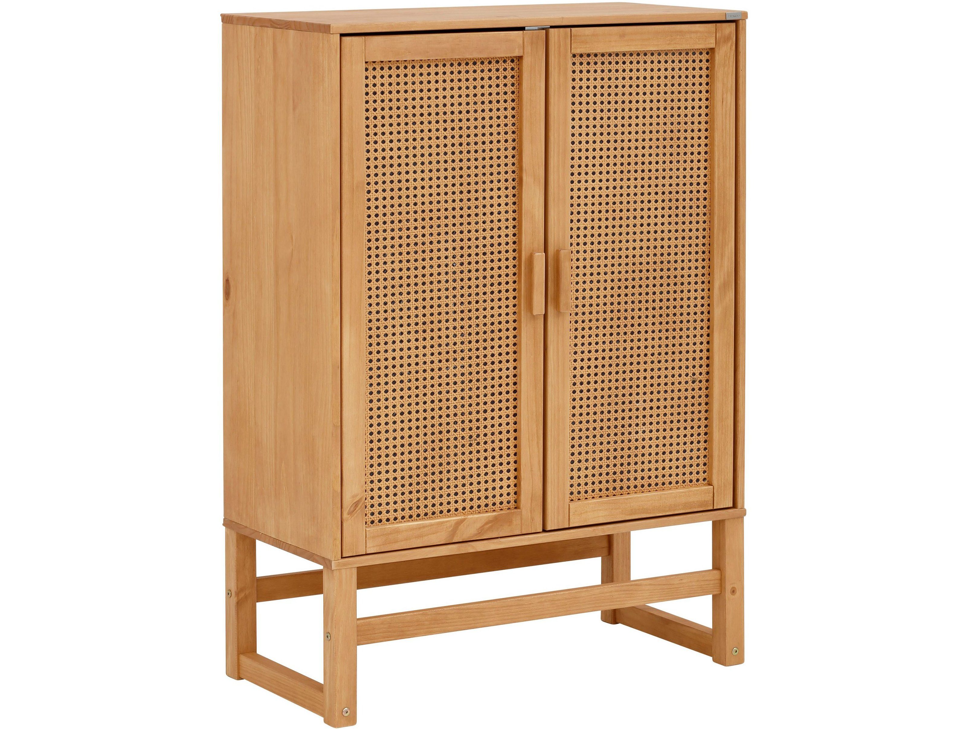 loft24 Mehrzweckschrank Jenna Highboard aus Massivholz mit Rattangeflecht, Breite 75 cm nature