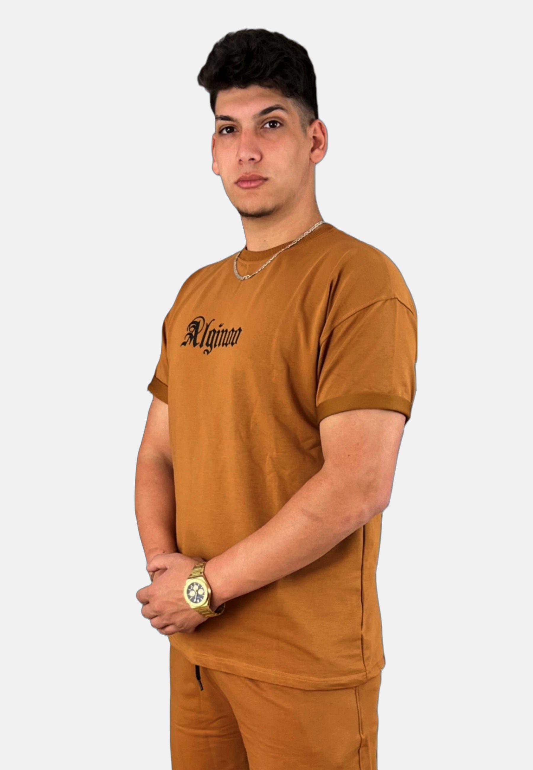 ALGINOO Print Beige T-Shirt T-Shirt -