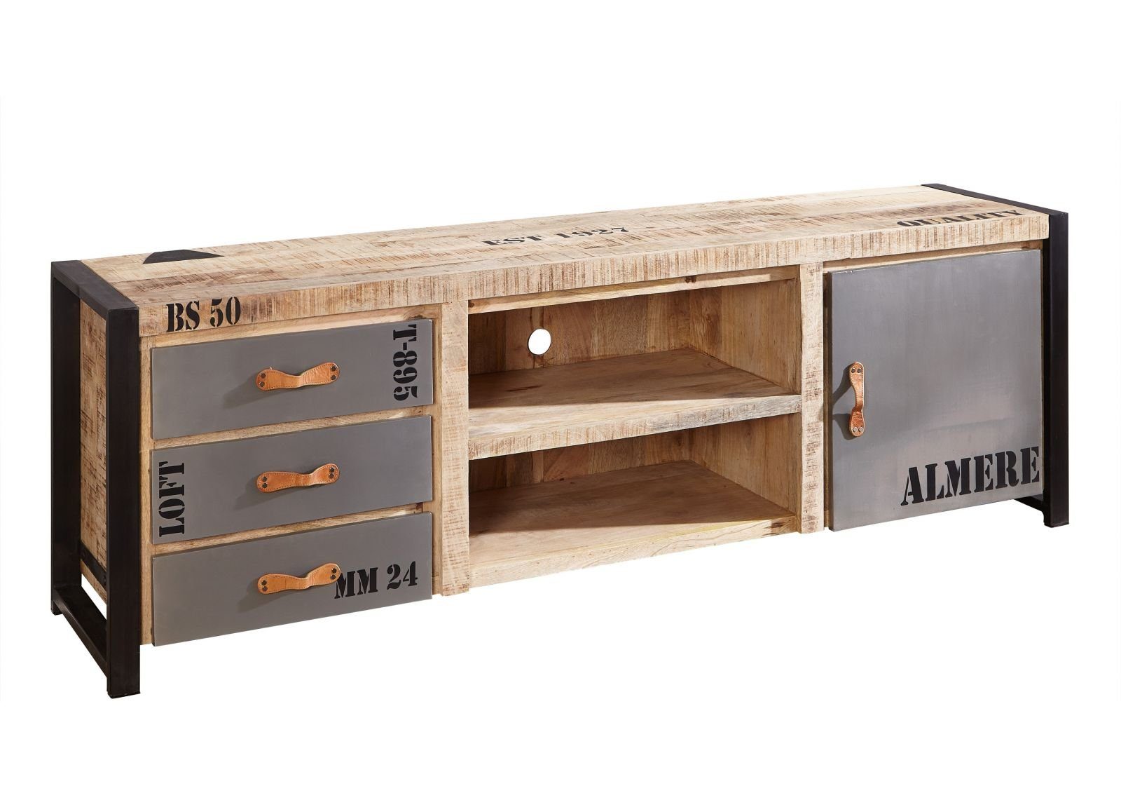 Massivmoebel24 TV-Board FACTORY (Massivholz), TV-Board Mango 200x45x66 natur bedruckt FACTORY #133