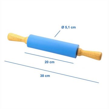 Lantelme Nudelholz Silikon Nudelholz Teigrolle Silikon, (1-tlg), 38cm Silikon Holzroller 5,1cm Durchmesser