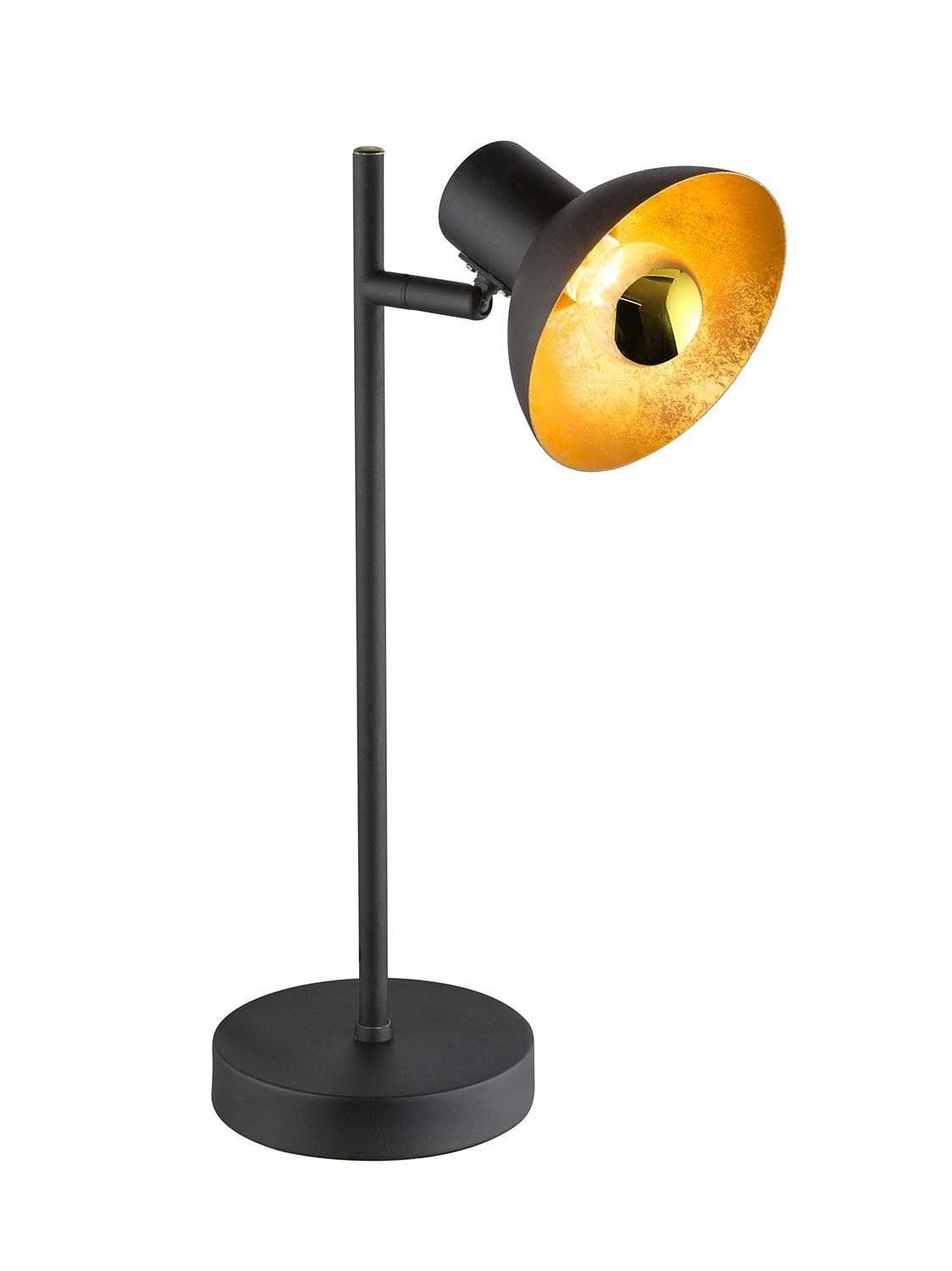 Globo LED Tischleuchte LOTTE, 1-flammig, H 38 cm, Goldgelb, Schwarz, LED wechselbar, Warmweiß, Metall