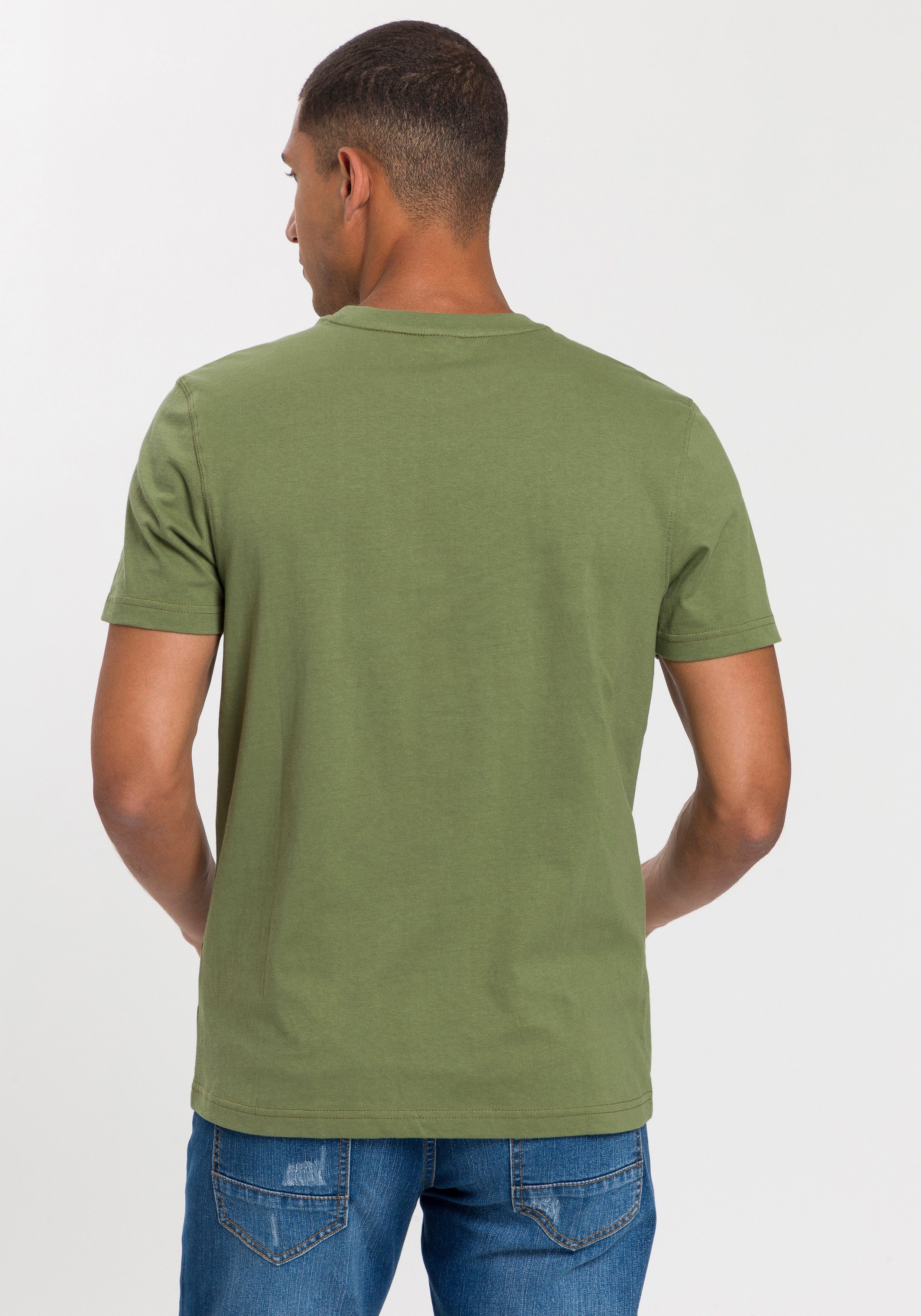 H.I.S T-Shirt (Packung, 3-tlg., 3er-Pack) schmal geschnitten, bedrucktes Design, aus 100% Baumwolle