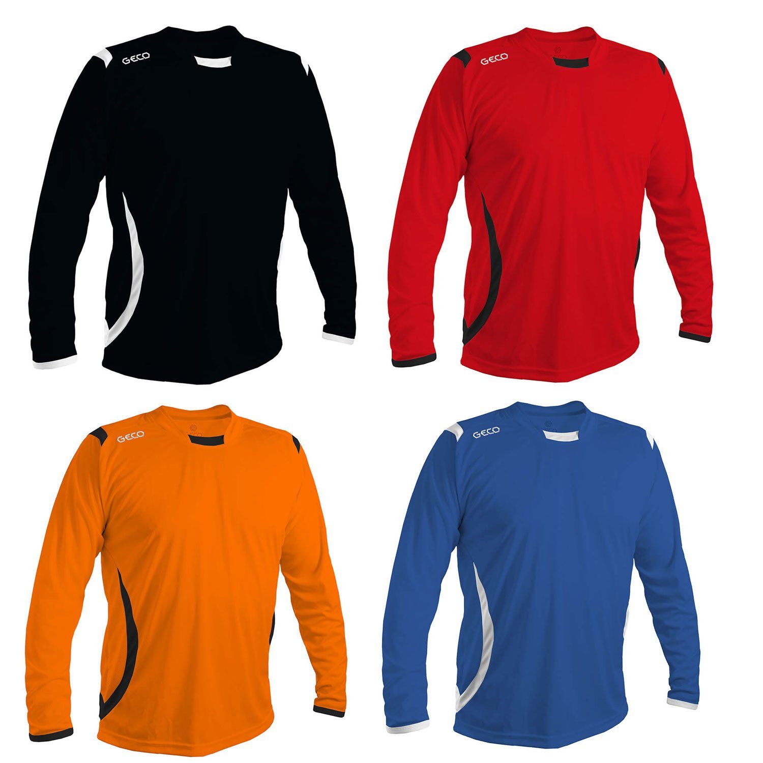 Geco Sportswear Fußballtrikot Geco Fußball Trikot Levante langarm zweifarbig orange/schwarz