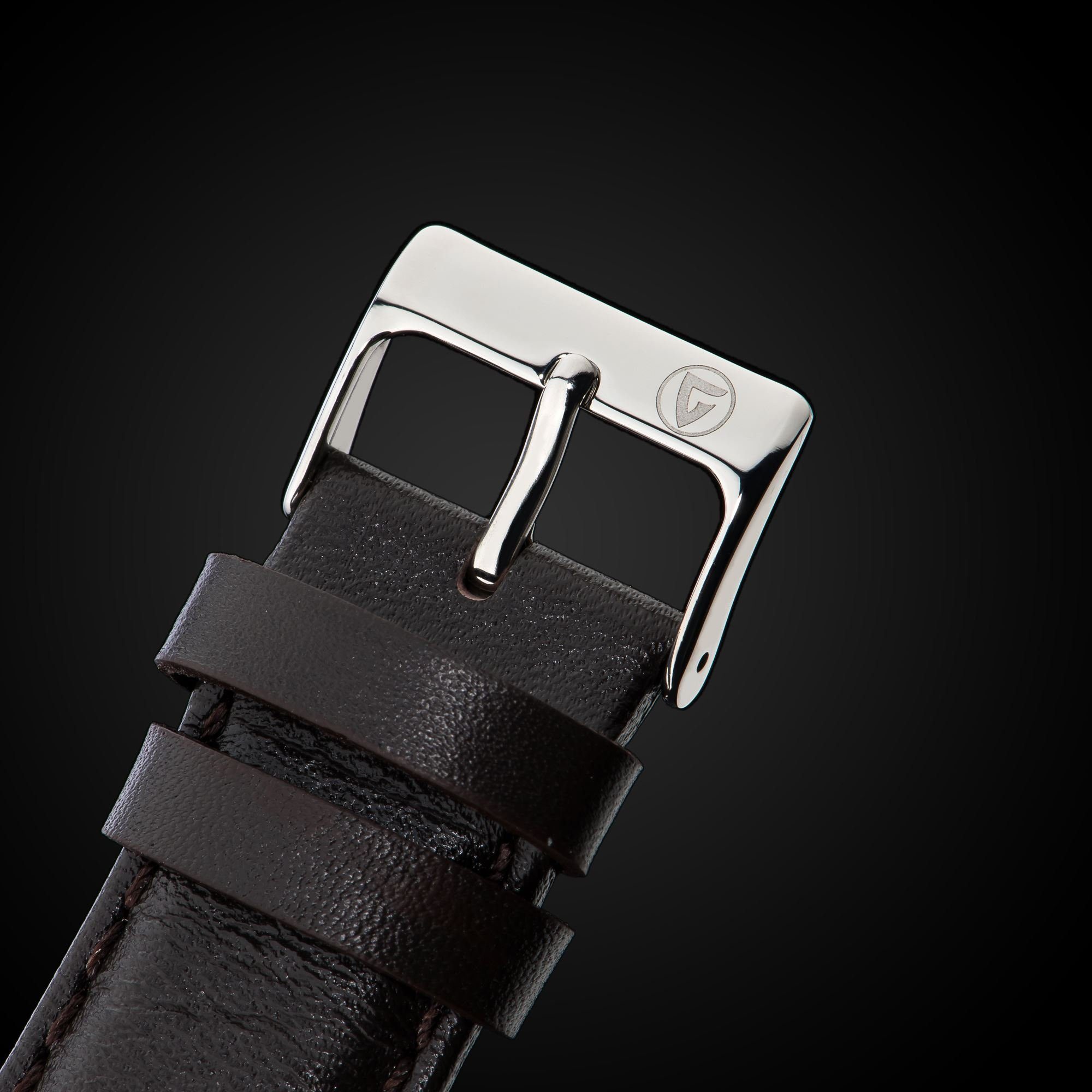 Gigandet Chronograph Armbanduhr, Herrenuhr, Sportuhr, 44mm, SKYSCRAPER G49-001, Mineralglas, Datumsanzeige, Lederband, 5bar/50m wasserdicht