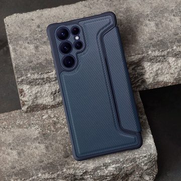 cofi1453 Smartphone-Hülle Handy Tasche "Razor" Buchtasche Hülle Magnet Carbon-Cover