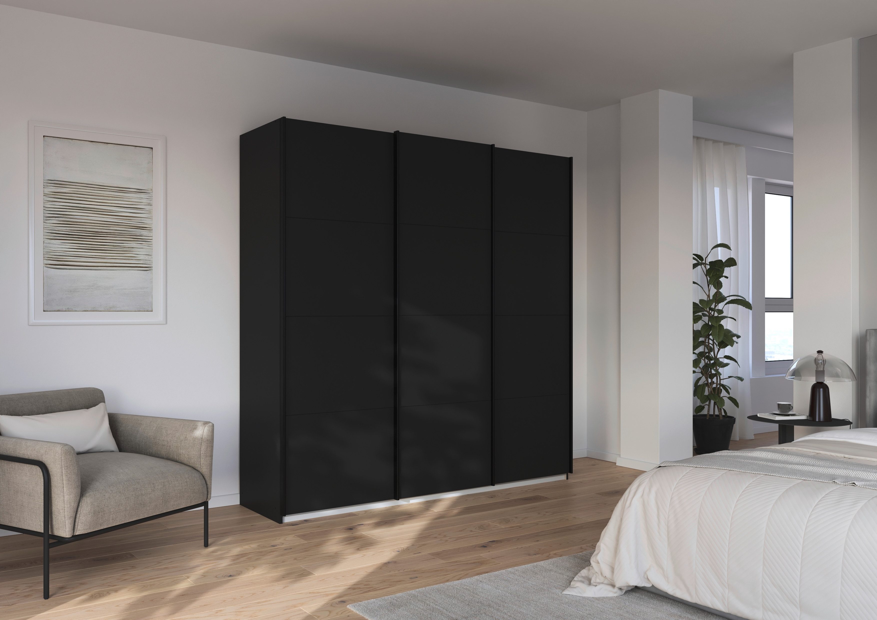 OTTO home Schwebetürenschrank Kleiderschrank Schrank Garderobe AGORDO mit Dekor- oder Hochglanzfront (Breiten 203/271/315/360 cm in drei Griff-Farben - NEU: Farbe SCHWARZ) durchdachte Innenausstattung, in 4 Breiten und 2 Höhen MADE IN GERMANY