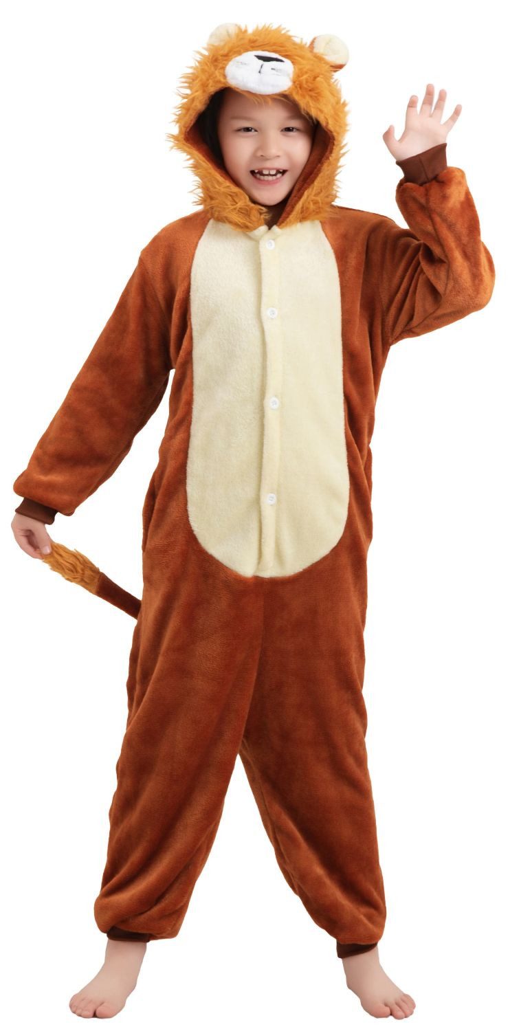 Corimori Jumpsuit Kinder Kostüm Jumpsuit Onesie verschiedene Designs (1-tlg) Fasching, Karneval, Tierkostüme Löwe 116-122 Löwenkostüm Mädchen