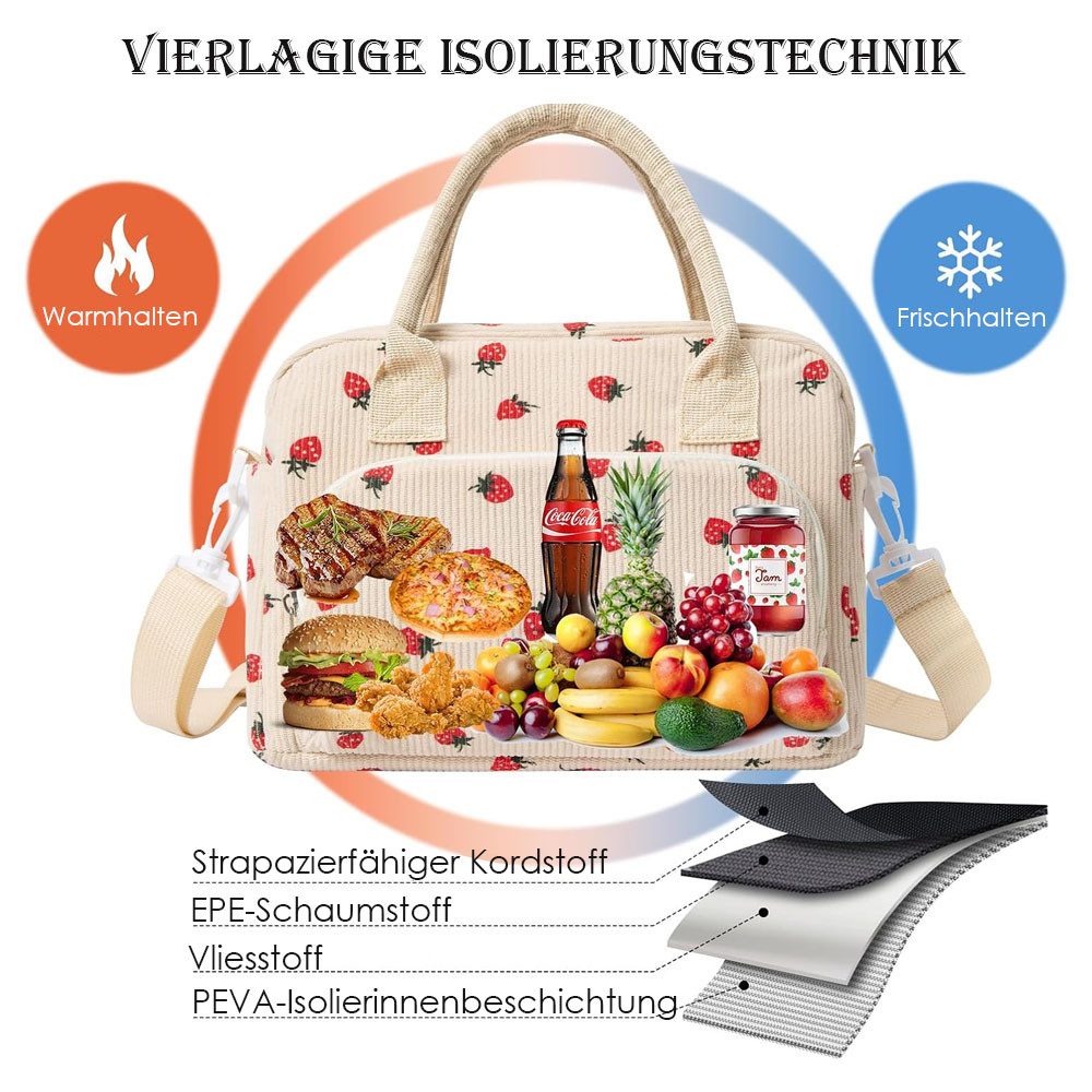AFKSMILE Kühltasche Große Lunchtasche Isoliert Verstellbare Schultergurte für Arbeit, Kühltasche Klein für Frauen Männer, Picknick Unterwegs – Bild 4 von 5
