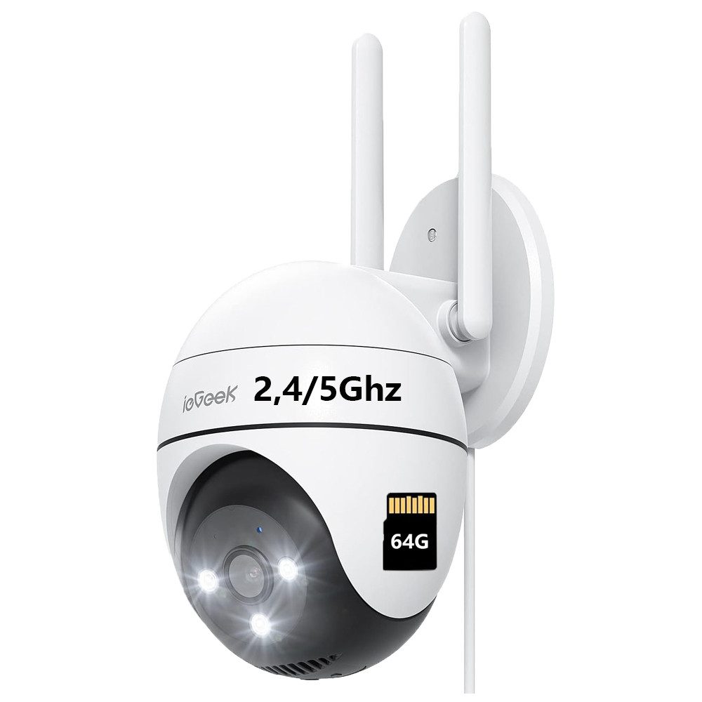ieGeek Überwachungskamera 5G/2,4GHz Überwachungskamera Aussen 2K 5MP WLAN Kamera Überwachung (Aussen, Außenbereich, Outdoor, außen, 355°/120° PTZ, 24/7 Aufnahme,Nachtsicht in Farbe,Cloud-Speicher, 1-tlg., WiFi PTZ IP Kamera Outdoor Mit Mensch Bewegungsmelder, 2-Wege-Audio,Multi-User-Sharing, Automatische Verfolgung)